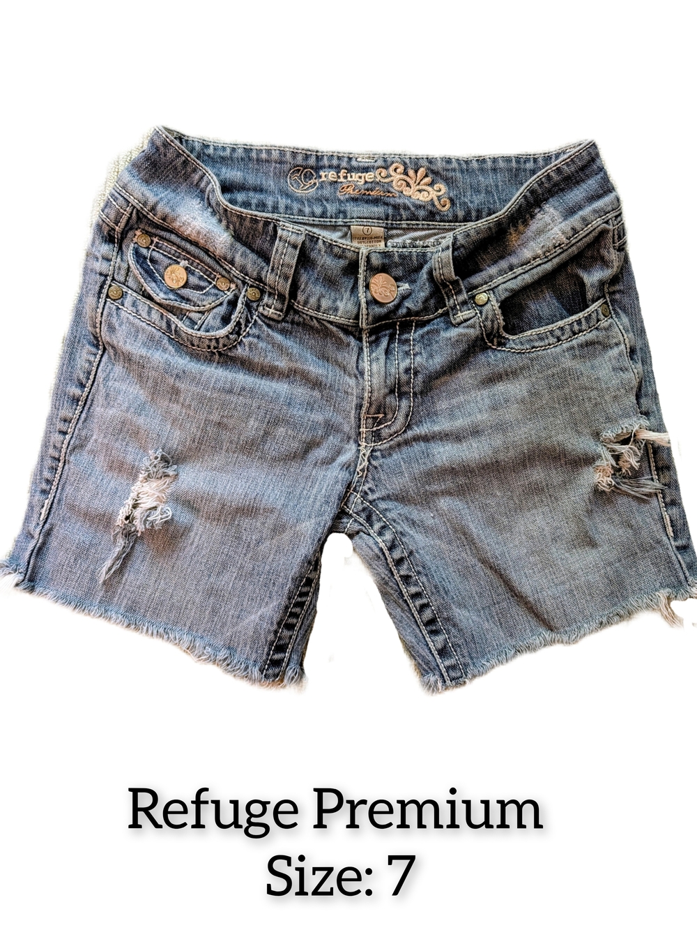 refuge Distressed Denim Shorts in Blue